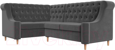 Уголок кухонный мягкий Лига Диванов Бронкс левый / 110366L (велюр серый)