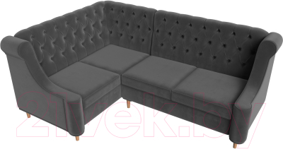 Уголок кухонный мягкий Лига Диванов Бронкс левый / 110366L (велюр серый)