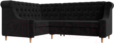 Уголок кухонный мягкий Лига Диванов Бронкс левый / 110368L (велюр черный) - фото