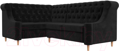 Уголок кухонный мягкий Лига Диванов Бронкс левый / 110368L (велюр черный)