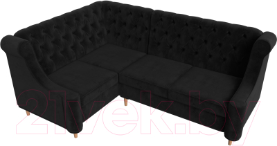 Уголок кухонный мягкий Лига Диванов Бронкс левый / 110368L (велюр черный)