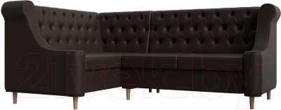 Уголок кухонный мягкий Лига Диванов Бронкс левый / 114589L (экокожа коричневый) - фото