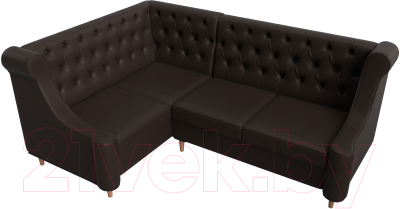Уголок кухонный мягкий Лига Диванов Бронкс левый / 114589L (экокожа коричневый)