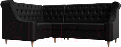 Уголок кухонный мягкий Лига Диванов Бронкс левый / 114590L (экокожа черный) - фото