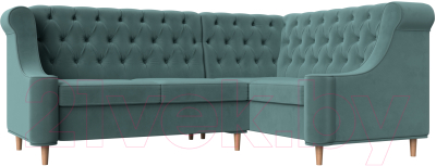 Уголок кухонный мягкий Лига Диванов Бронкс правый / 110362 (велюр бирюзовый) - фото