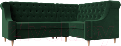 Уголок кухонный мягкий Лига Диванов Бронкс правый / 110364 (велюр зеленый) - фото