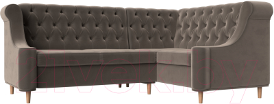 Уголок кухонный мягкий Лига Диванов Бронкс правый / 110365 (велюр коричневый) - фото