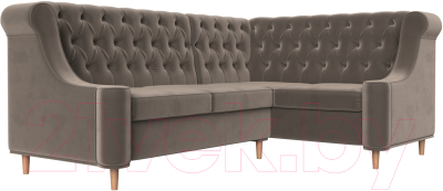 Уголок кухонный мягкий Лига Диванов Бронкс правый / 110365 (велюр коричневый)