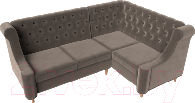 Уголок кухонный мягкий Лига Диванов Бронкс правый / 110365 (велюр коричневый)