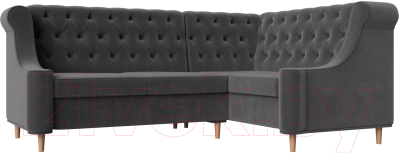 Уголок кухонный мягкий Лига Диванов Бронкс правый / 110366 (велюр серый) - фото