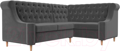 Уголок кухонный мягкий Лига Диванов Бронкс правый / 110366 (велюр серый)