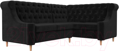 Уголок кухонный мягкий Лига Диванов Бронкс правый / 110368 (велюр черный)