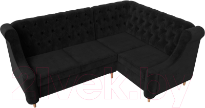 Уголок кухонный мягкий Лига Диванов Бронкс правый / 110368 (велюр черный)