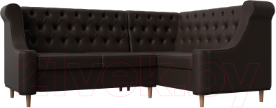 Уголок кухонный мягкий Лига Диванов Бронкс правый / 114589 (экокожа коричневый) - фото