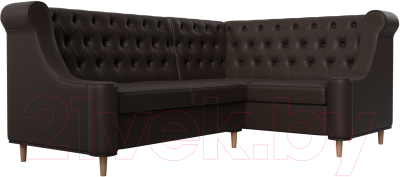 Уголок кухонный мягкий Лига Диванов Бронкс правый / 114589 (экокожа коричневый)