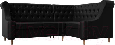 Уголок кухонный мягкий Лига Диванов Бронкс правый / 114590 (экокожа черный) - фото