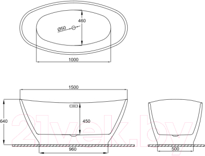 Ванна акриловая Polimat Mango 150x75 / 00518 (белый)