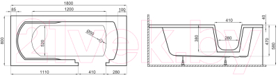 Ванна акриловая Polimat Avo 180x80 / 00014 (белый)