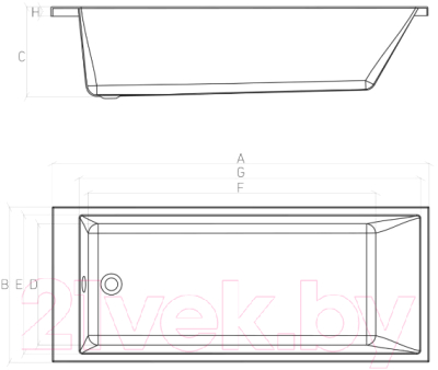 Ванна акриловая Bonito Home Grande 150x70 / BH-GR-205-150/Su