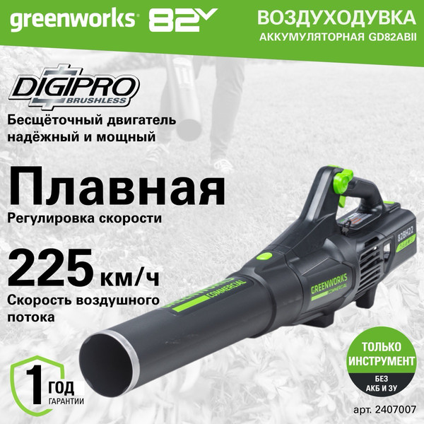 Воздуходувка аккумуляторная Greenworks GD82ABII / 2407007