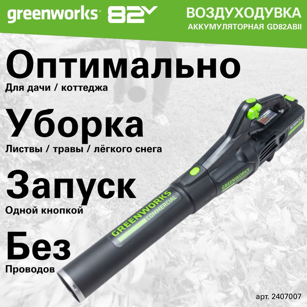 Воздуходувка аккумуляторная Greenworks GD82ABII / 2407007