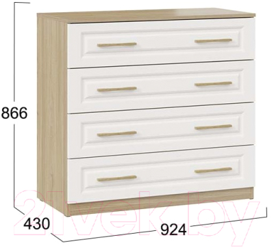 Комод ТриЯ Сэнди (вяз благородный/белый)