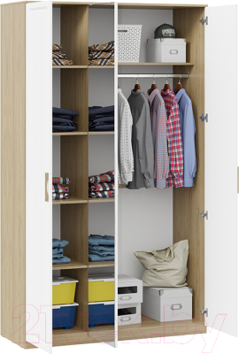 Шкаф ТриЯ Сэнди комбинированный (вяз благородный/белый)