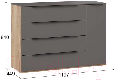 Тумба ТриЯ Порто ТД-393.04.02 (яблоня беллуно/графит софт)