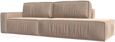 Диван Лига Диванов Прага Модерн левый / 116787L (велюр бежевый) - фото