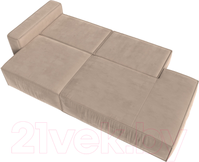 Диван Лига Диванов Прага Модерн левый / 116787L (велюр бежевый)
