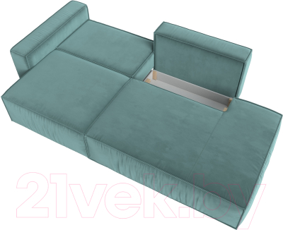 Диван Лига Диванов Прага Модерн левый / 116788L (велюр бирюзовый)