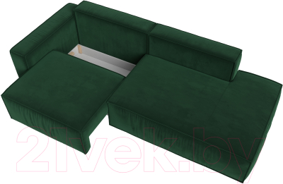Диван Лига Диванов Прага Модерн левый / 116790L (велюр зеленый)