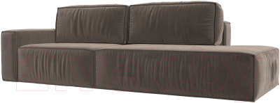Диван Лига Диванов Прага Модерн левый / 116791L (велюр коричневый) - фото