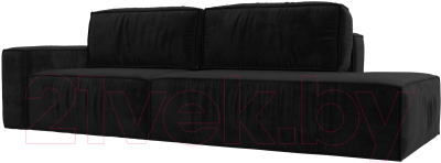 Диван Лига Диванов Прага Модерн левый / 116794L (велюр черный) - фото