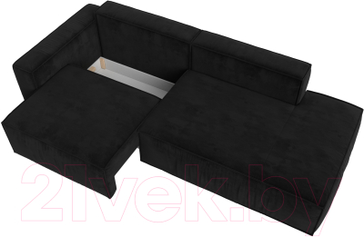 Диван Лига Диванов Прага Модерн левый / 116794L (велюр черный)
