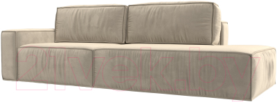 Диван Лига Диванов Прага Модерн левый / 116795L (микровельвет бежевый) - фото