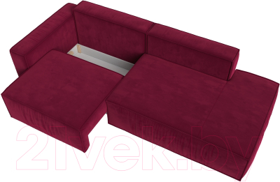 Диван Лига Диванов Прага Модерн левый / 116796L (микровельвет бордовый)