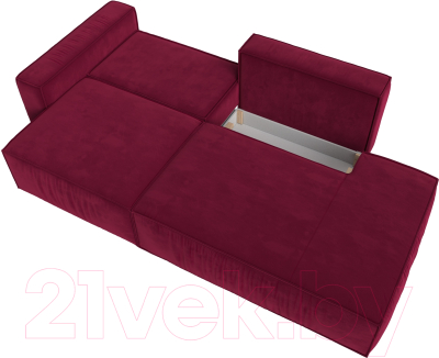 Диван Лига Диванов Прага Модерн левый / 116796L (микровельвет бордовый)