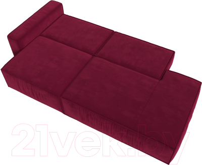 Диван Лига Диванов Прага Модерн левый / 116796L (микровельвет бордовый)