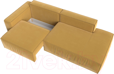 Диван Лига Диванов Прага Модерн левый / 116797L (микровельвет желтый)