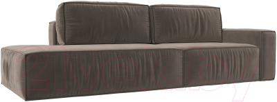 Диван Лига Диванов Прага Модерн правый / 116791 (велюр коричневый) - фото