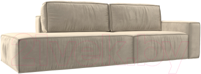 Диван Лига Диванов Прага Модерн правый / 116795 (микровельвет бежевый) - фото