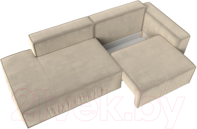 Диван Лига Диванов Прага Модерн правый / 116795 (микровельвет бежевый)