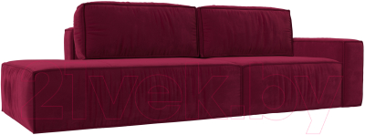 Диван Лига Диванов Прага Модерн правый / 116796 (микровельвет бордовый) - фото