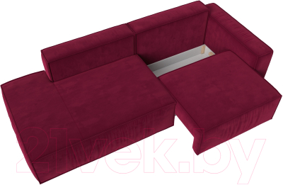 Диван Лига Диванов Прага Модерн правый / 116796 (микровельвет бордовый)