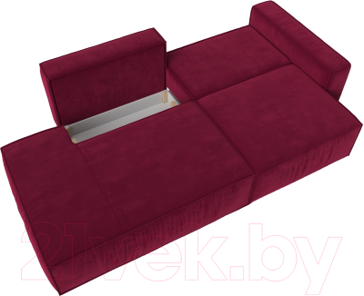 Диван Лига Диванов Прага Модерн правый / 116796 (микровельвет бордовый)