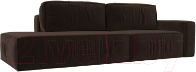 Диван Лига Диванов Прага Модерн правый / 116800 (микровельвет коричневый) - фото