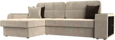 Диван угловой Лига Диванов Брюссель левый / 29386L (микровельвет бежевый) - фото