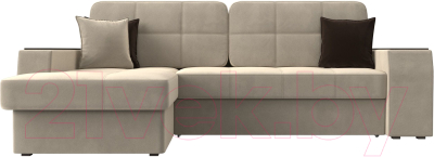 Диван угловой Лига Диванов Брюссель левый / 29386L (микровельвет бежевый)