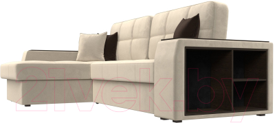 Диван угловой Лига Диванов Брюссель левый / 29386L (микровельвет бежевый)